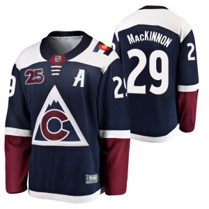 Kinder Colorado Avalanche Eishockey Trikot Nathan Mackinnon #29 2020-21 Navy 25th Anniversary Alternate